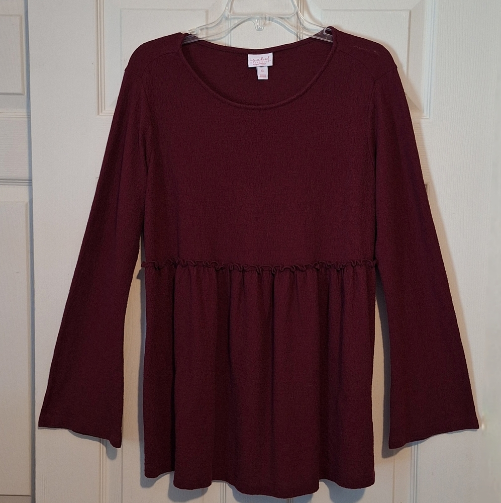 'Isabel Maternity' maroon 2 tier empire waist shirt with full bottom half XL
